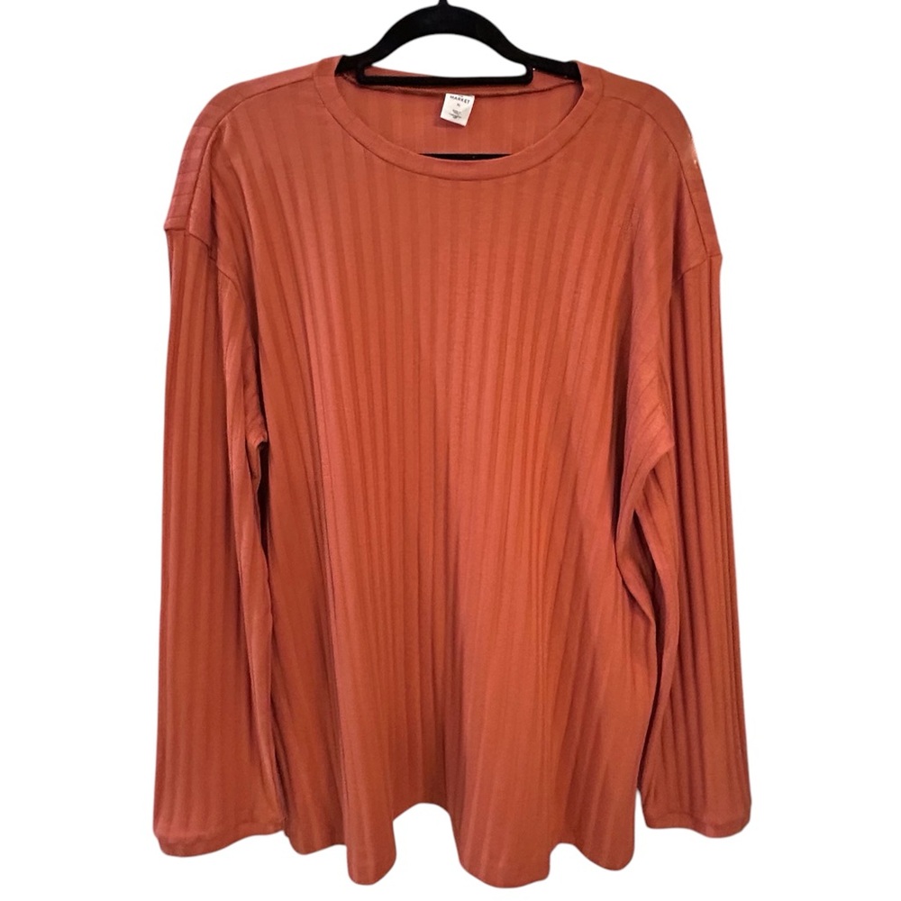Melrose and Market Ribbed Long Sleeve Top in Rust